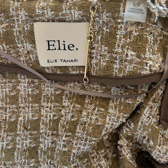 Elie Tahari Sparkle Desert Plaid Tweed Cardigan, Size Large - Picture 9 of 9